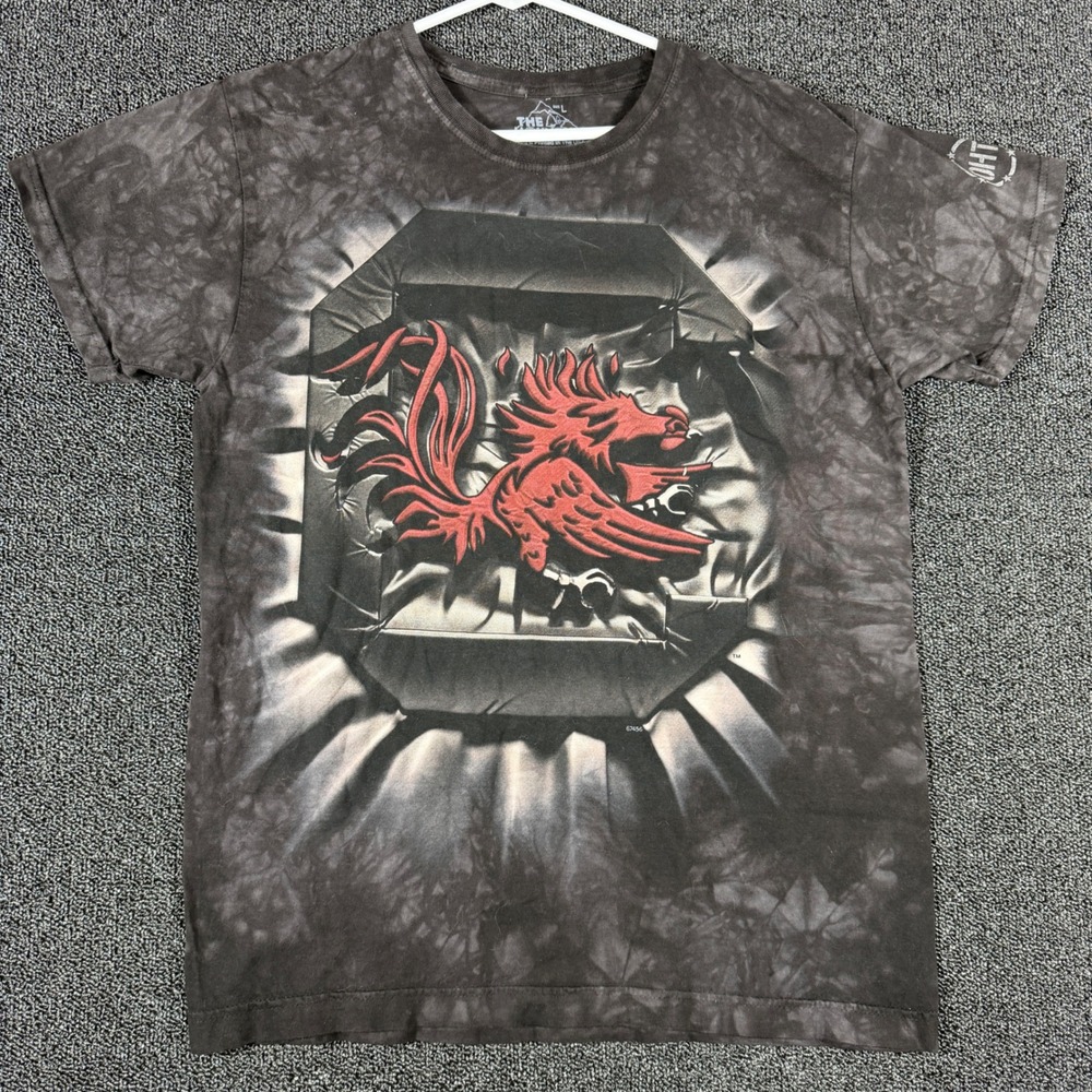 The Mountain South Carolina Gamecocks Tie Dye T-Shirt Mens Large Gray Red Dragon